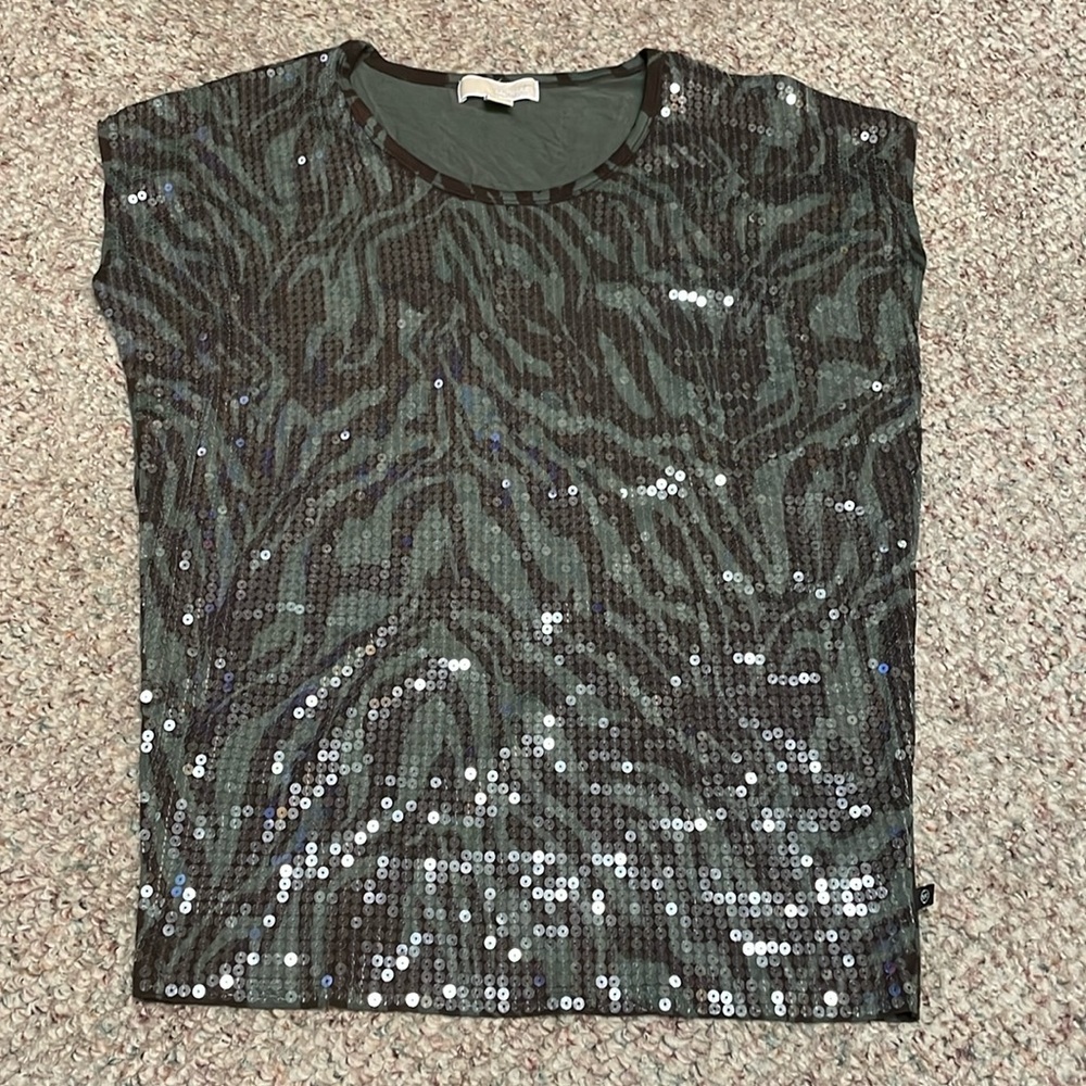 Michael kors sequin print cap sleeve top